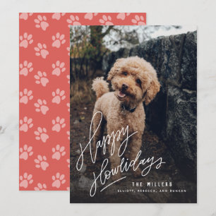 Happy Howlidays met handschrift   Foto Pet Dog Feestdagenkaart
