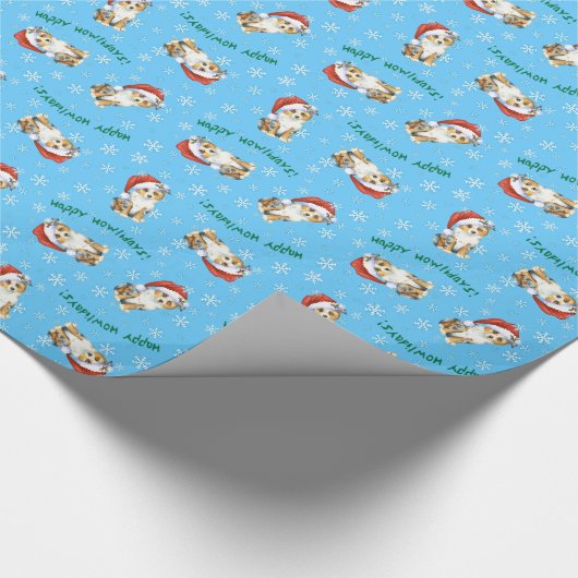 Happy Howlidays Mini American Shepherd Cadeaupapier (Hoek)
