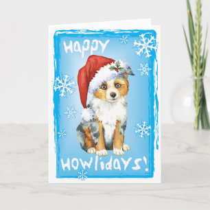 Happy Howlidays Mini American Shepherd Feestdagen Kaart