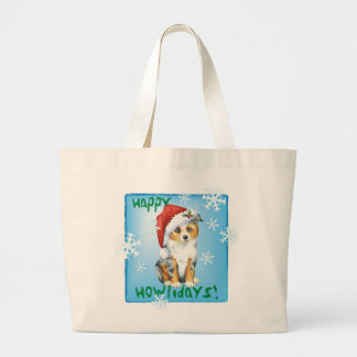 Happy Howlidays Mini American Shepherd Grote Tote Bag