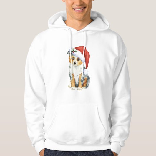 Happy Howlidays Mini American Shepherd Hoodie (Voorkant)