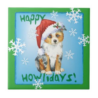 Happy Howlidays Mini American Shepherd Tegeltje