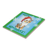 Happy Howlidays Mini American Shepherd Tegeltje (Zijkant)