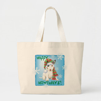 Happy Howlidays Mini Bull Terrier Grote Tote Bag