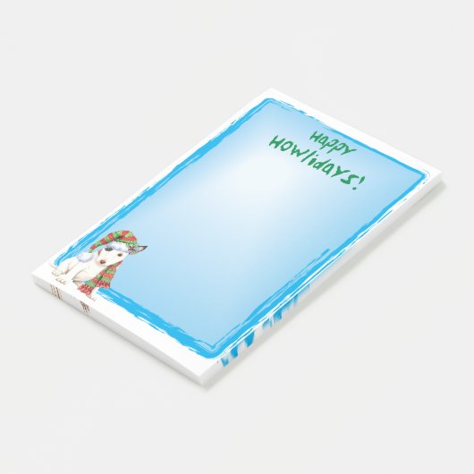 Happy Howlidays Mini Bull Terrier Post-it® Notes (Schuin)