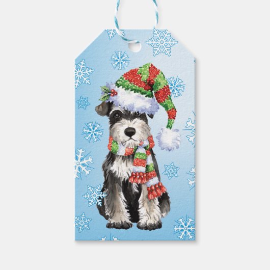 Happy Howlidays Miniature Schnauzer Cadeaulabel (Voorkant)