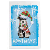 Happy Howlidays Miniature Schnauzer Medium Cadeauzakje (Voorkant)