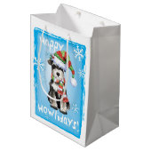 Happy Howlidays Miniature Schnauzer Medium Cadeauzakje (Voorkant Gekanteld)