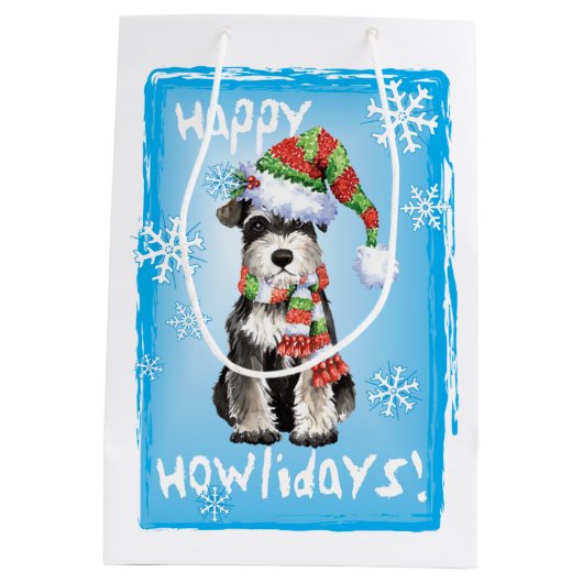 Happy Howlidays Miniature Schnauzer Medium Cadeauzakje (Achterkant)