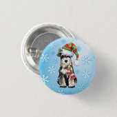Happy Howlidays Miniature Schnauzer Ronde Button 3,2 Cm (Voorkant /achterkant)