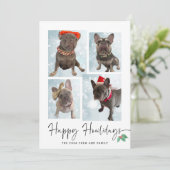 Happy Howlidays | Moderne vier fotocollage Feestdagenkaart (Staand voorkant)