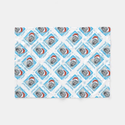 Happy Howlidays Neapolitan Mastiff Fleece Blanket (Voorkant (Horizontaal))