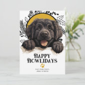 Happy Howlidays Newfoundland Dog Kerstmis Feestdagenkaart (Staand voorkant)