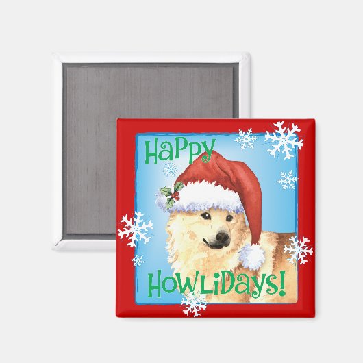 Happy Howlidays Noors Buhund Magneet (Voorkant / Achterkant)