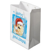 Happy Howlidays Noors Buhund Medium Cadeauzakje (Achterkant Gekanteld)