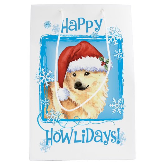 Happy Howlidays Noors Buhund Medium Cadeauzakje (Voorkant)