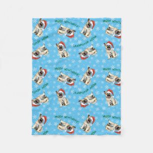 Happy Howlidays Noorse Elkhound Fleece Blanket