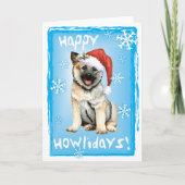 Happy Howlidays Noorse Elkhound Holiday-kaart Feestdagen Kaart (Voorkant)