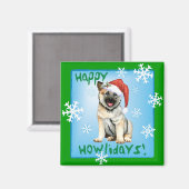 Happy Howlidays Noorse Elkhound Magnet (Voorkant / Achterkant)