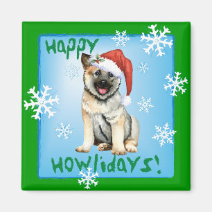 Happy Howlidays Noorse Elkhound Magnet