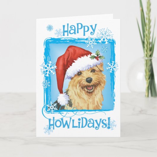 Happy Howlidays Norfolk Terrier Feestdagen Kaart (Voorkant)