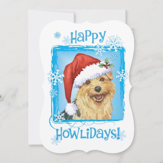 Happy Howlidays Norfolk Terrier Feestdagenkaart (Voorkant)