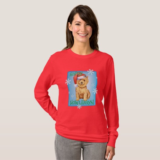 Happy Howlidays Norwich Terrier T-shirt (Voorkant volledig)