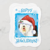 Happy Howlidays Old English Sheepdog Feestdagenkaart (Voorkant / Achterkant)
