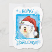 Happy Howlidays Old English Sheepdog Feestdagenkaart (Voorkant)