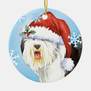 Happy Howlidays Old English Sheepdog Keramisch Ornament