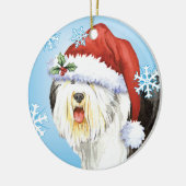 Happy Howlidays Old English Sheepdog Keramisch Ornament (Links)