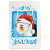 Happy Howlidays Old English Sheepdog Medium Cadeauzakje (Voorkant)