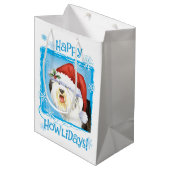 Happy Howlidays Old English Sheepdog Medium Cadeauzakje (Voorkant Gekanteld)
