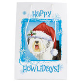 Happy Howlidays Old English Sheepdog Medium Cadeauzakje (Achterkant)