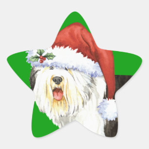 Happy Howlidays Old English Sheepdog Ster Sticker