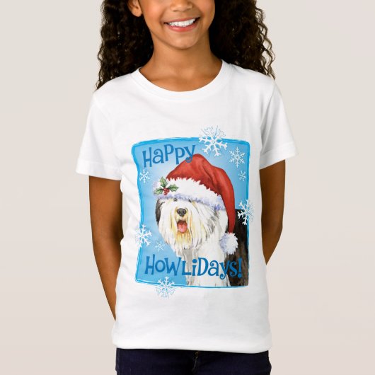 Happy Howlidays Old English Sheepdog T-shirt (Voorkant)