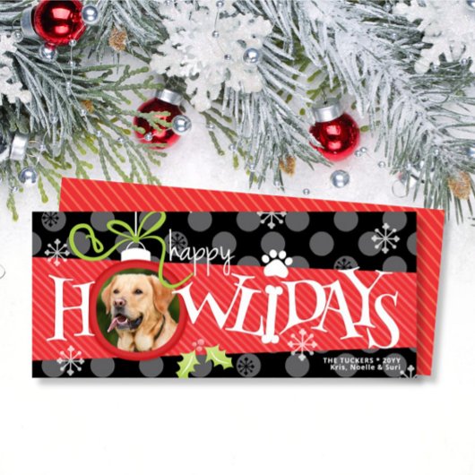 Happy HOWLidays Ornament Dog Foto Kerst Kaart