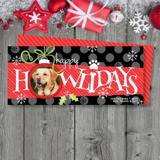 Happy HOWLidays Ornament Dog Foto Kerst Kaart
