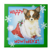 Happy Howlidays Papillon Tegeltje (Voorkant)