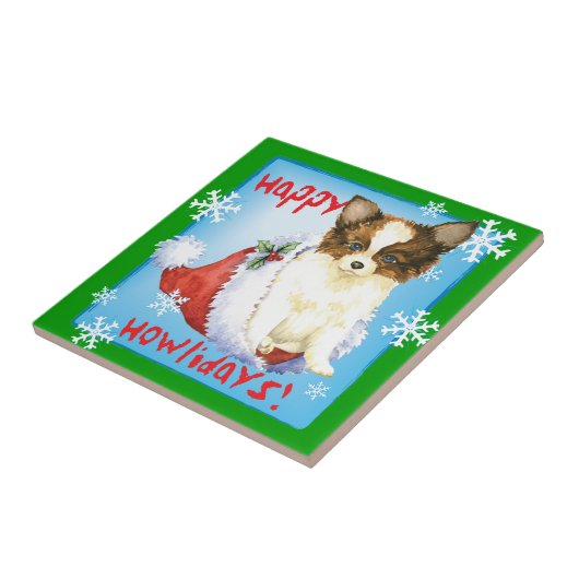 Happy Howlidays Papillon Tegeltje (Zijkant)