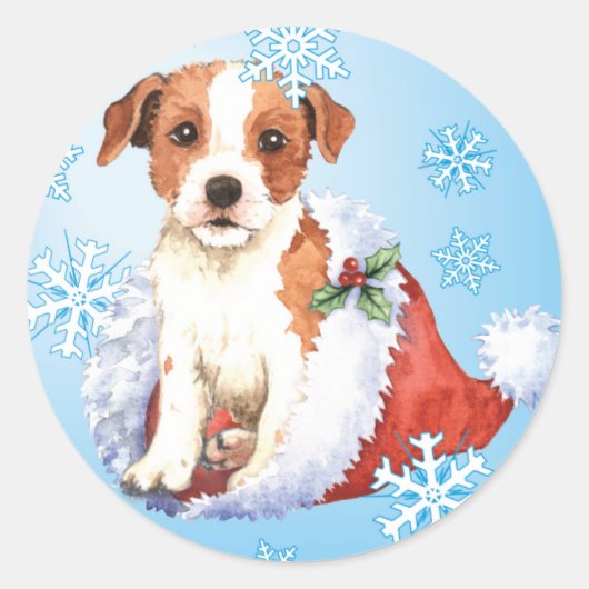 Happy Howlidays Parson Russell Terrier Ronde Sticker (Voorkant)