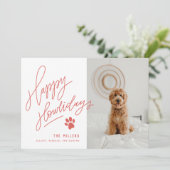 Happy Howlidays Paw Pet Dog kerstfoto Feestdagenkaart (Staand voorkant)