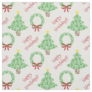 Happy Howlidays Paw print kerstbomen en wiet Stof