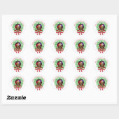 Happy Howlidays Paw Print Kerstkrans Foto Ronde Sticker (Vel)