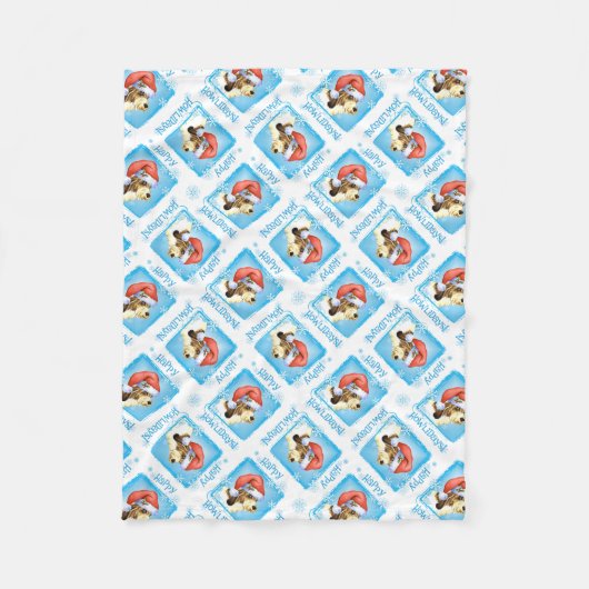 Happy Howlidays PBGV Fleece Blanket Deken (Voorkant)