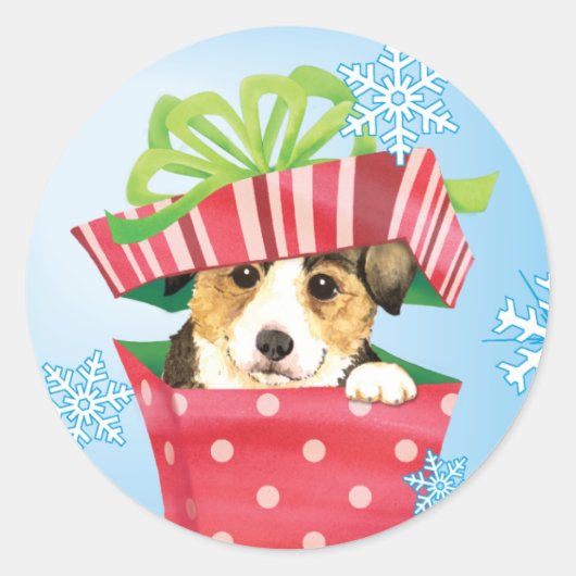 Happy Howlidays Pembroke Welsh Corgi Ronde Sticker (Voorkant)