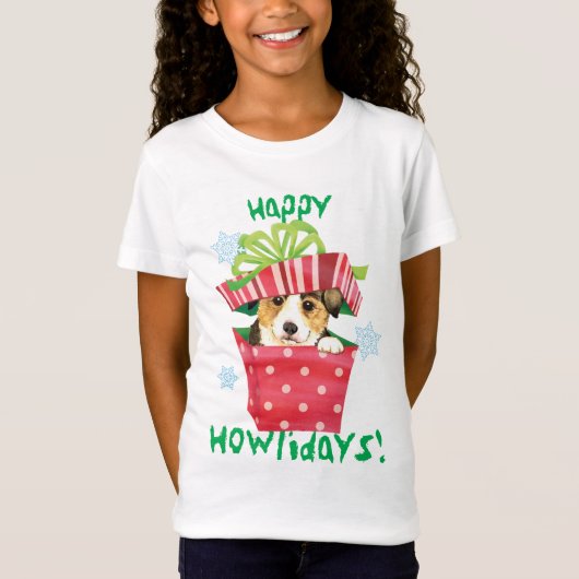 Happy Howlidays Pembroke Welsh Corgi T-Shirt (Voorkant)