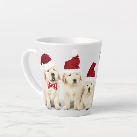 Happy Howlidays Pet Dog Holiday Foto | Kerstmis Latte Mok (Linkerhoek)