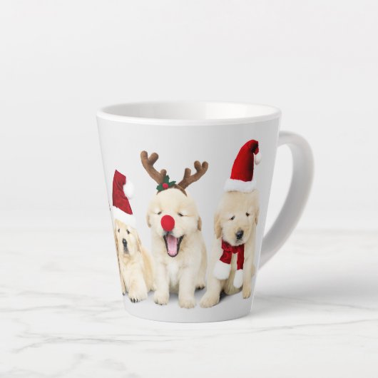 Happy Howlidays Pet Dog Holiday Foto | Kerstmis Latte Mok (Rechterhoek)