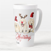 Happy Howlidays Pet Dog Holiday Foto | Kerstmis Latte Mok (Rechterhoek)